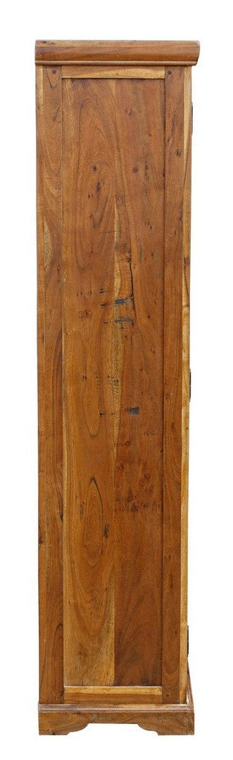 Vetrina classica 2 ante in legno massello di acacia finitura anticata cm 100x40x180h
