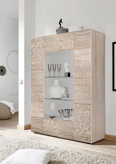Luster - Salotto soggiorno completo moderno con porta tv rovere serigrafato