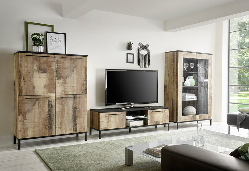 Korin - Vetrina moderna in legno con ripiani in vetro cm 106x50x178h